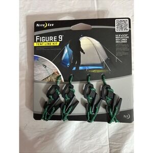 NITE IZE Figure9 Tent Line Kit Set of 4 8ft. Reflective Green Cords & 4 Figure9